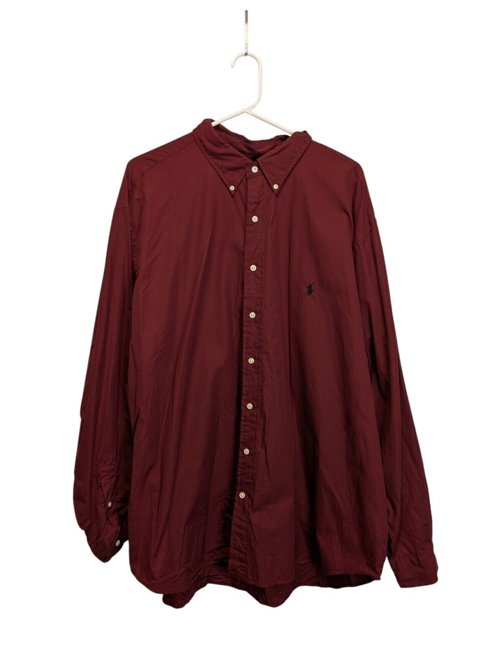 Polo Ralph Lauren Mens 3XB Big Classic Fit Button-Down Shirt Burgundy Cotton